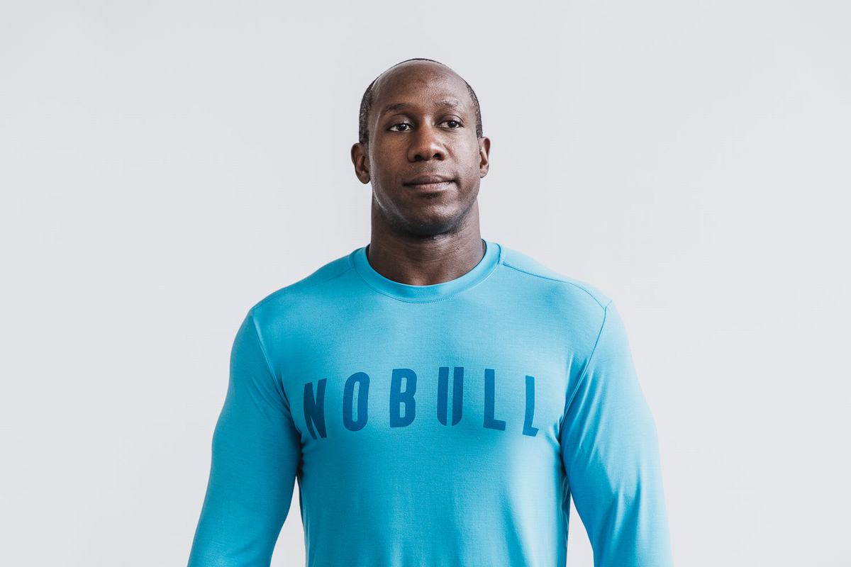 Nobull Men's Long Sleeves Blue | Australia (JW6805)